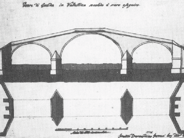 Rilievo di Francesco Bernardino Ferrari del Ponte di Ganda, 1778