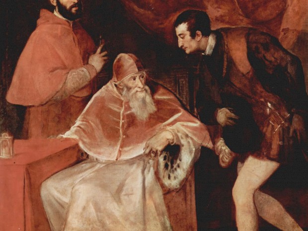 Tiziano Vecellio: Paolo III e i nipoti Alessandro e Ottavio Farnese