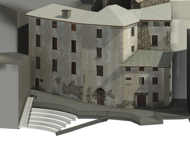 modello BIM inegrato con spazio antistante